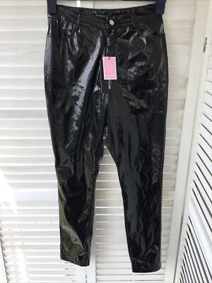 PRETTY LITTLE THING PLT Black Shiny Faux Leather Trousers