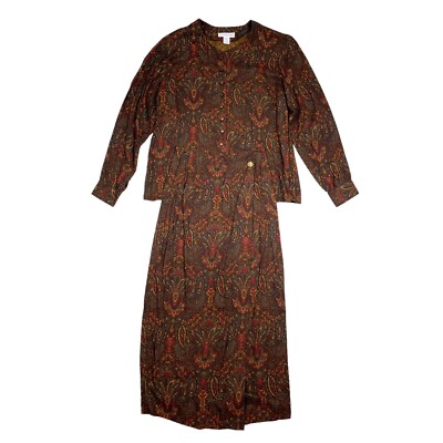 Vintage Pendleton Suit Women's Size 12 Top / 6 Bottom Brown Paisley Pencil Skirt