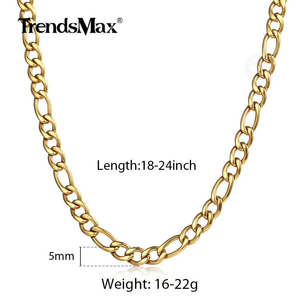CRAFTD Gold Figaro Chain - 18K Gold Plated 316L Stainless Steel Men's Jewelry