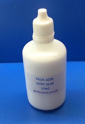 50ml FLASCHE PRO AIDE KÖRPERKLEBER GLITZER TATTOO/FESTIVAL/SFX/PROTHESENKLEBER
