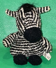 Russ Zippy Zebra 4154 Plush Home Buddies Floppy Terry Bean Bag White Black 5"
