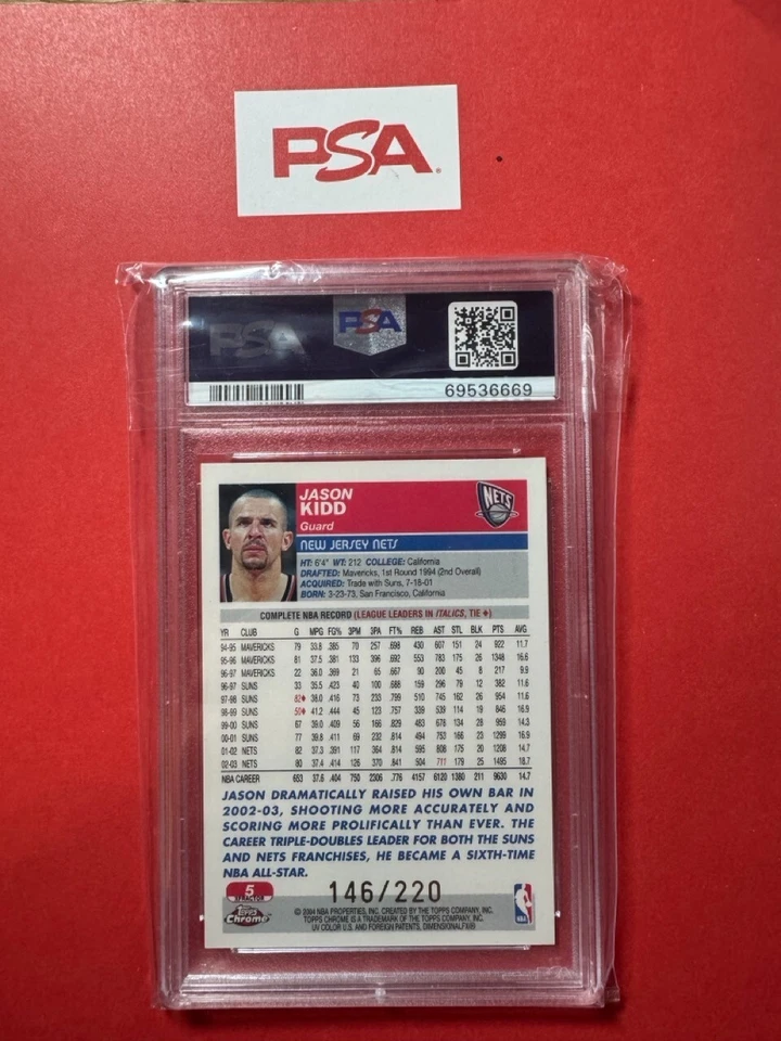 2003 Topps Chrome Xfractor PSA8  Jason Kidd #5 146/220 - Image 2 of 2