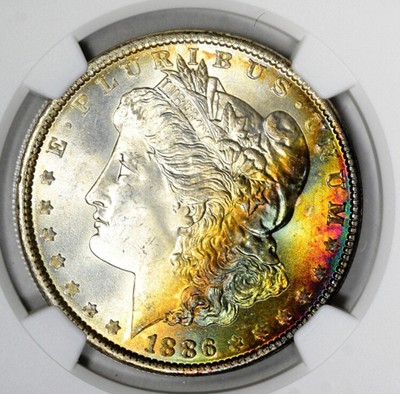 Download 1886 Morgan Silver Dollar NGC MS67 CAC Rainbow Toned | eBay