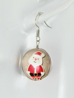 Christmas earrings Santa Claus dangle earrings jewelry holiday red