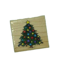 Star Christmas Tree Wood Mounted Rubber Stamp, Hero Arts, C497, Holiday, Tree