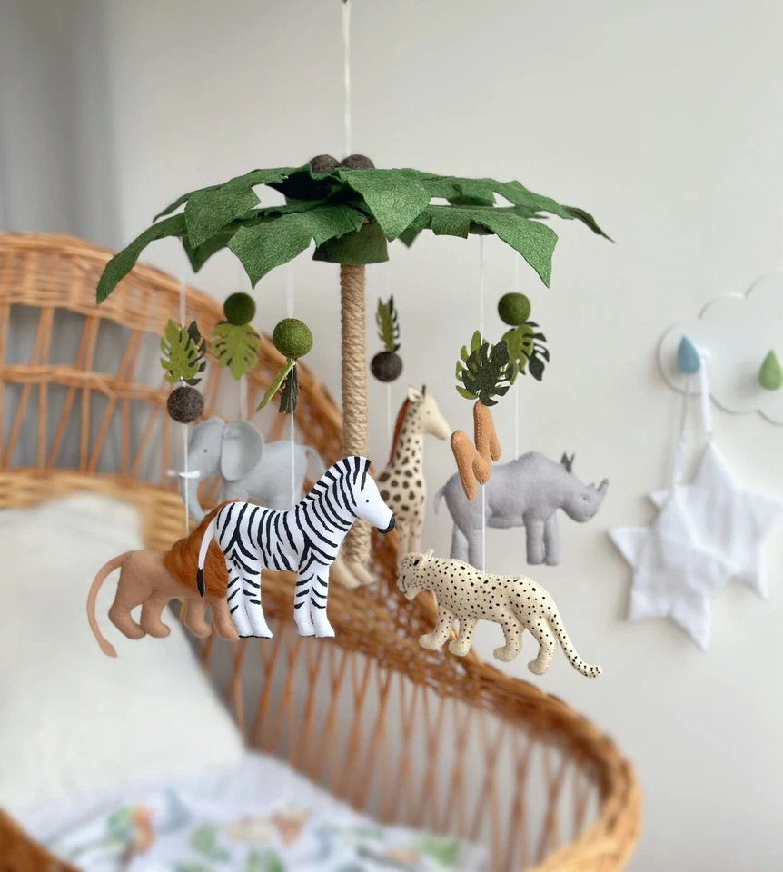 Safari bebê móvel, berçário móvel girafa, zebra, leão, rinoceronte, elefante - Imagem 3 de 4
