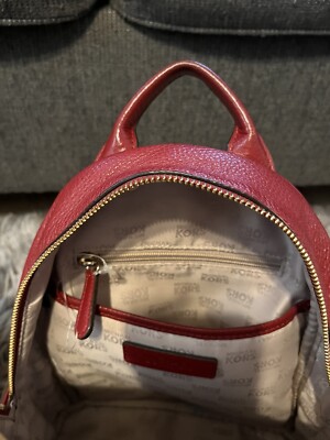 Michael Kors Abbey red leather backpack with gold tone studs  display picture 3