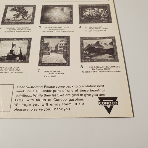 Vtg Conoco Gasoline Customer Appreciation 10"x8" Fine Art Print "Flower Basket" - Picture 7 of 8