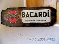 Handmade Wooden Bacardi & Bat 2014 Label Sign 2025