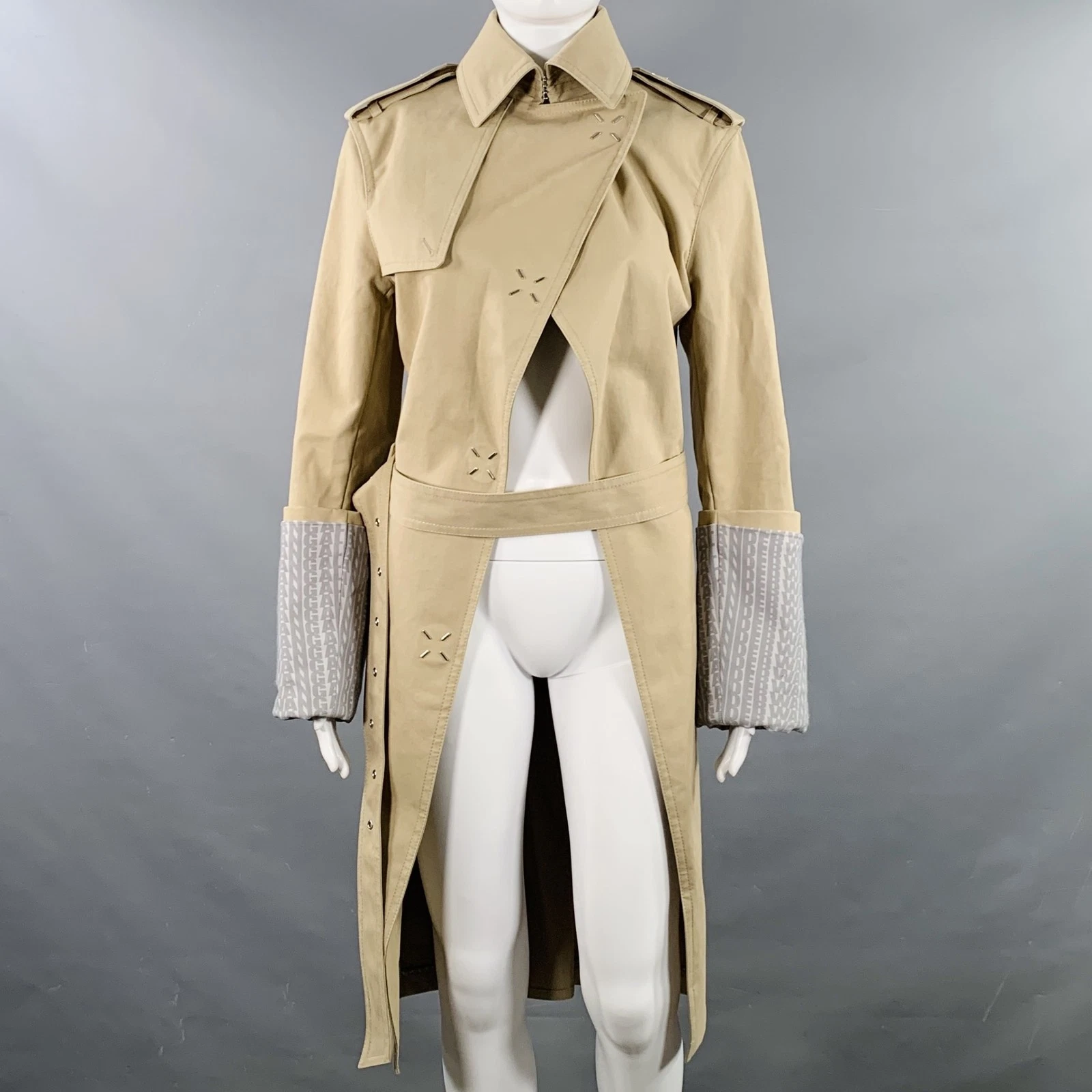 Trench ALEXANDER WANG primavera 2014 taglia 2 beige grigio misto cotone con taglio