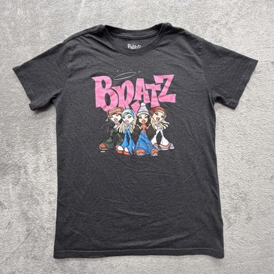 Bratz Shirt Womens Medium Gray Crewneck Graphic Tee Cartoon Bratz Dolls Top