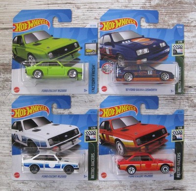 4 x Hot Wheels Ford Escort RS2000 & '87 Ford Sierra Cosworth Retro Racers Set