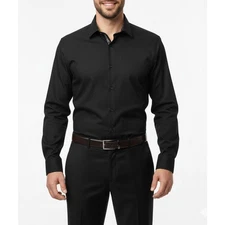 Tom Baine Shirt Mens XL Black Performance Collection Stretch Wrinkle Free Dress