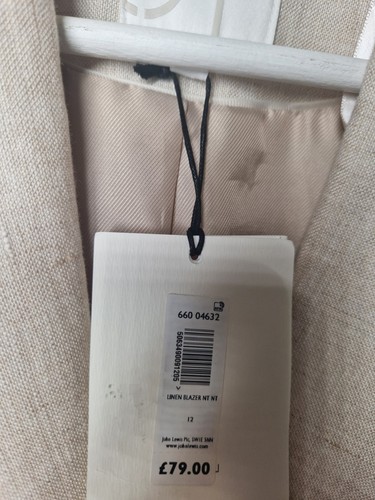 John Lewis 100% Linen- Women's Single Breasted Blazer -Size 12- BNWT Rrp £79 - Picture 11 of 13