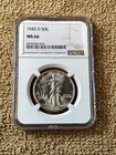 1943 D WALKING LIBERTY HALF DOLLAR NGC MS66.(5014) Free Shipping.