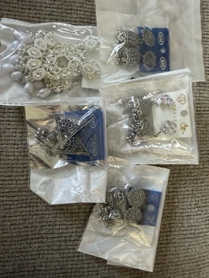 Lot #2. Women’s Fashion Jewelry Mixed Lot 5pc Silver Tone Earrings - Image 1 of 3