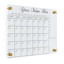 Personalized Acrylic Calendar for Wall - Ships Next Day, Made in America, Cle...