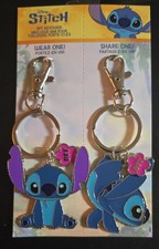 Disney Girl's Stitch BFF Enamel Charm Keychain 2 Pieces Set