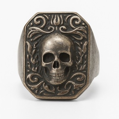 Rare Vintage Alexander McQueen Skull Signet Ring – Made in Italy