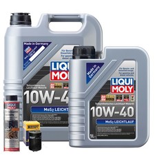 Motoröl 10W40 LIQUI MOLY Mos2 Leichtlauf 6L+HENGST Ölfilter +Ölschlammspülung
