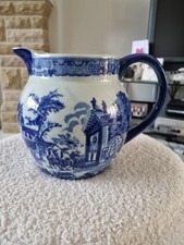 Ironstone Victoria Ware Vintage Blue and White Jug 6" Tall  X  9" Width.