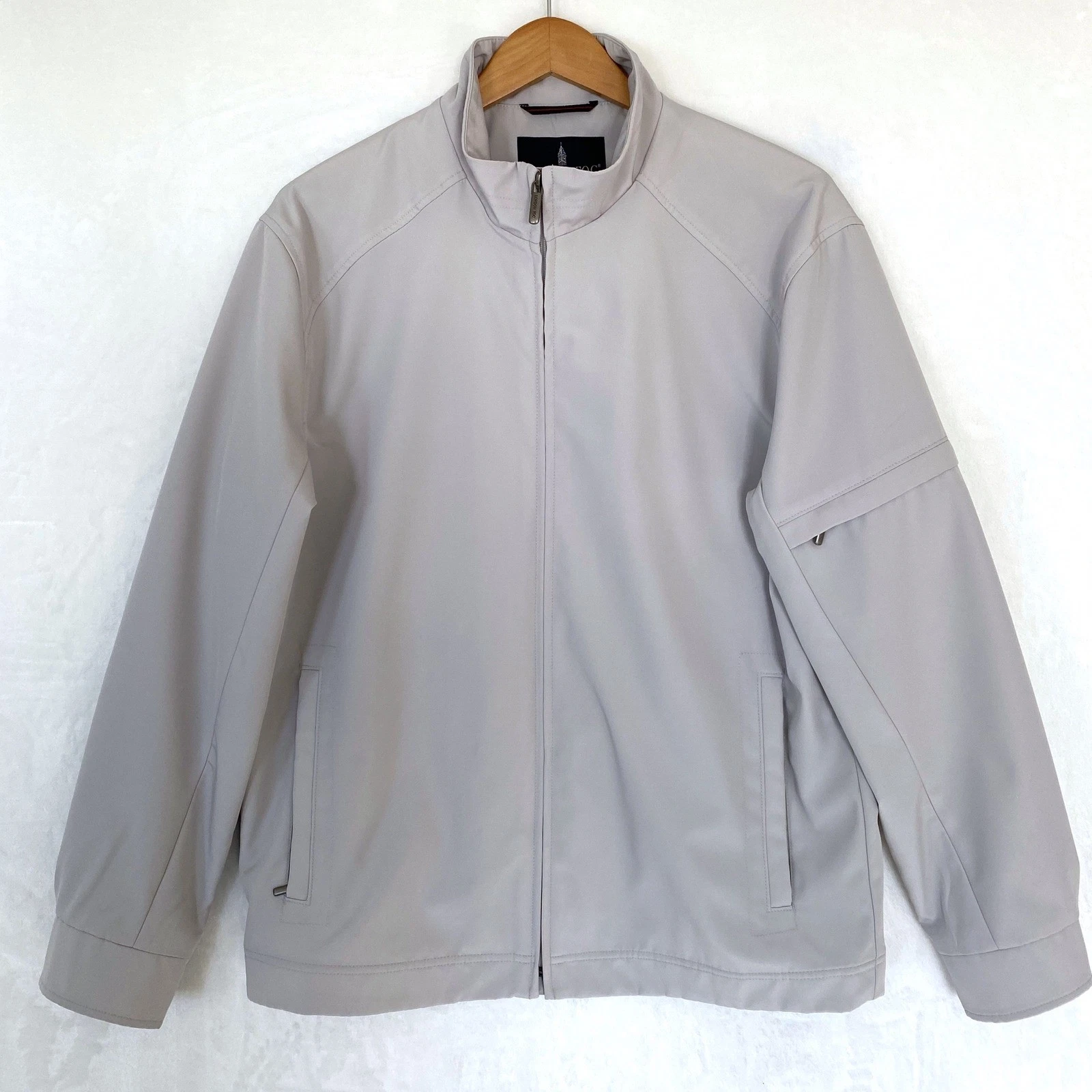 London Fog Harrington Mens Lightweight Full Zip Jacket Light Gray Size M