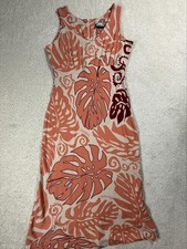 VTG Manuheali'i Hawaii Dress Women XS Orange Floral Rayon Maxi Sundress Monstera