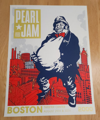 🐳 Pearl Jam Boston Tweeter Center 2000 Poster SE Ames Bros RARE