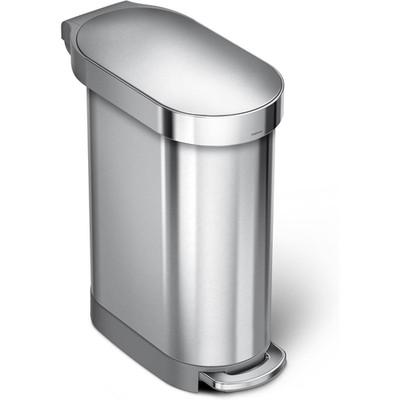  45 Liter / 12 Gallon Slim Kitchen Step Trash Can with Liner Rim, Brushed