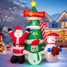 9FT Christmas Inflatables Tree Santa Snowman 2025 NEW LED Outdoor Decoration