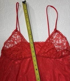 Vintage Mini Babydoll Chiffon & Lace Lingerie Size Medium Flame Red LADY CAMEO