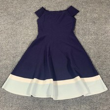 Eliza J Dress Womens 4 Blue Fit Flare Nylon Blend Stretch Wedding Formal Luxury