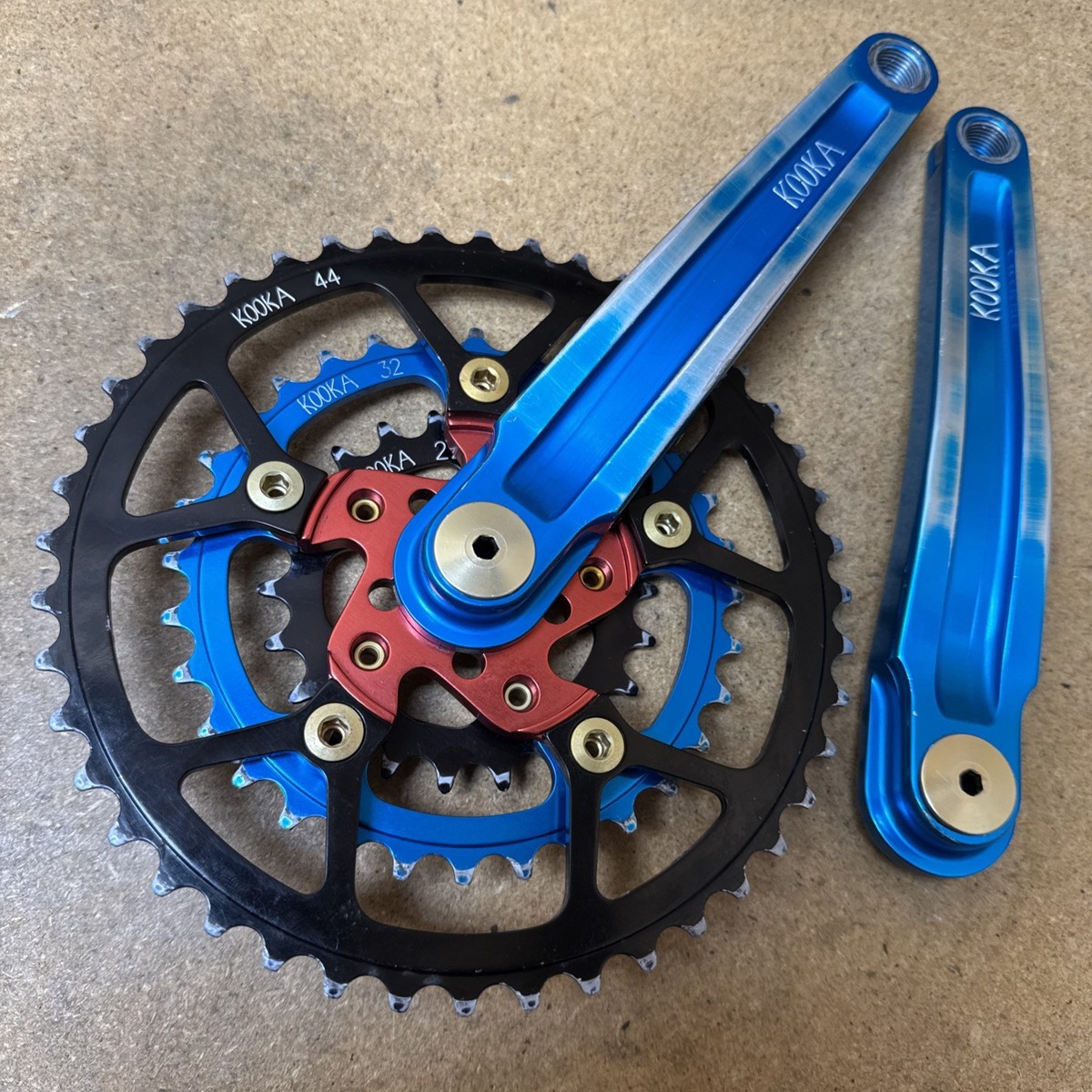 KOOKA クランク（スクエアテーパー）OLD MTB Vintage Kooka MTB Crankset Triple USA Anodized 175mm Retro Crank