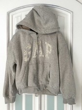 GAP KIDS Girls XL 12 Heather Gray Heavyweight Sherpa Lined Zip Hoodie Logo EUC