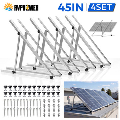 4Sets 45in Solar Panel Tilt Mount Brackets System RV Flat Roof Adjustable Frame