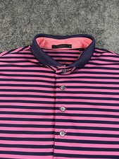 Greyson Golf Polo Shirt Mens Large Pink Purple Stripe Performance Stretch