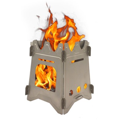 Ultralight Folding Titanium Wood Stove Large with Alcohol Tray Furnace Burner