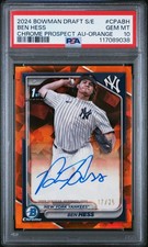 2024 BOWMAN DRAFT SAPPHIRE ED CHROME SAPPHIRE PRSPCT AUTOS BEN HESS 17/25 PSA 10