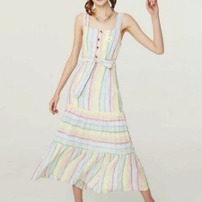 New Urban Outfitters San Katy Slub Maxi Dress Size XS Multicolor Rainbow