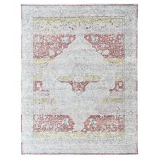 9'x11'10" Ivory-Red Ziegler Mahal with Medallion Design Hand Knotted Wool Rug