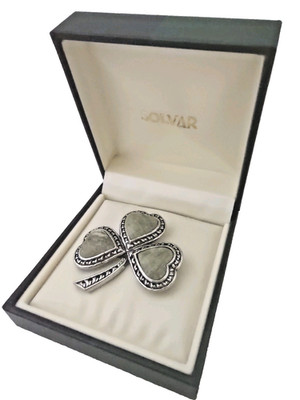 Solvar Ireland Connemara Marble Shamrock Pin Brooch