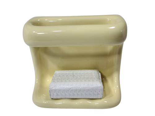 Vintage Saffron Yellow Ceramic Soap Dish Tray Holder Washcloth Bar Color 211 - Picture 2 of 24