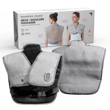 SHARPER IMAGE HEATED NECK SHOULDER MASSAGER WRAP ELECTRIC POLYESTER - GRAY
