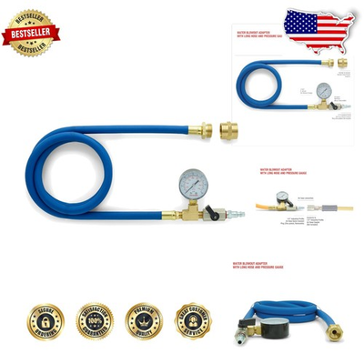 #ad #ad Blow Out Adapter RV Winterizing Kit 60quot; Hose Pressure Gauge Blue $115.99