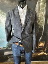 john varvatos jv Dark Blue Camo Plaid Casual Wool Stretch Blazer Size 42R Mint