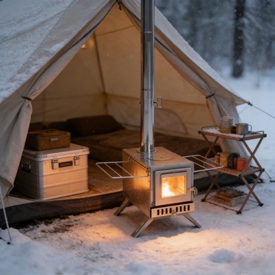 Folding Wood Burning Stove Tent Stove fr Cooking Courtyard Camping Stove Heating