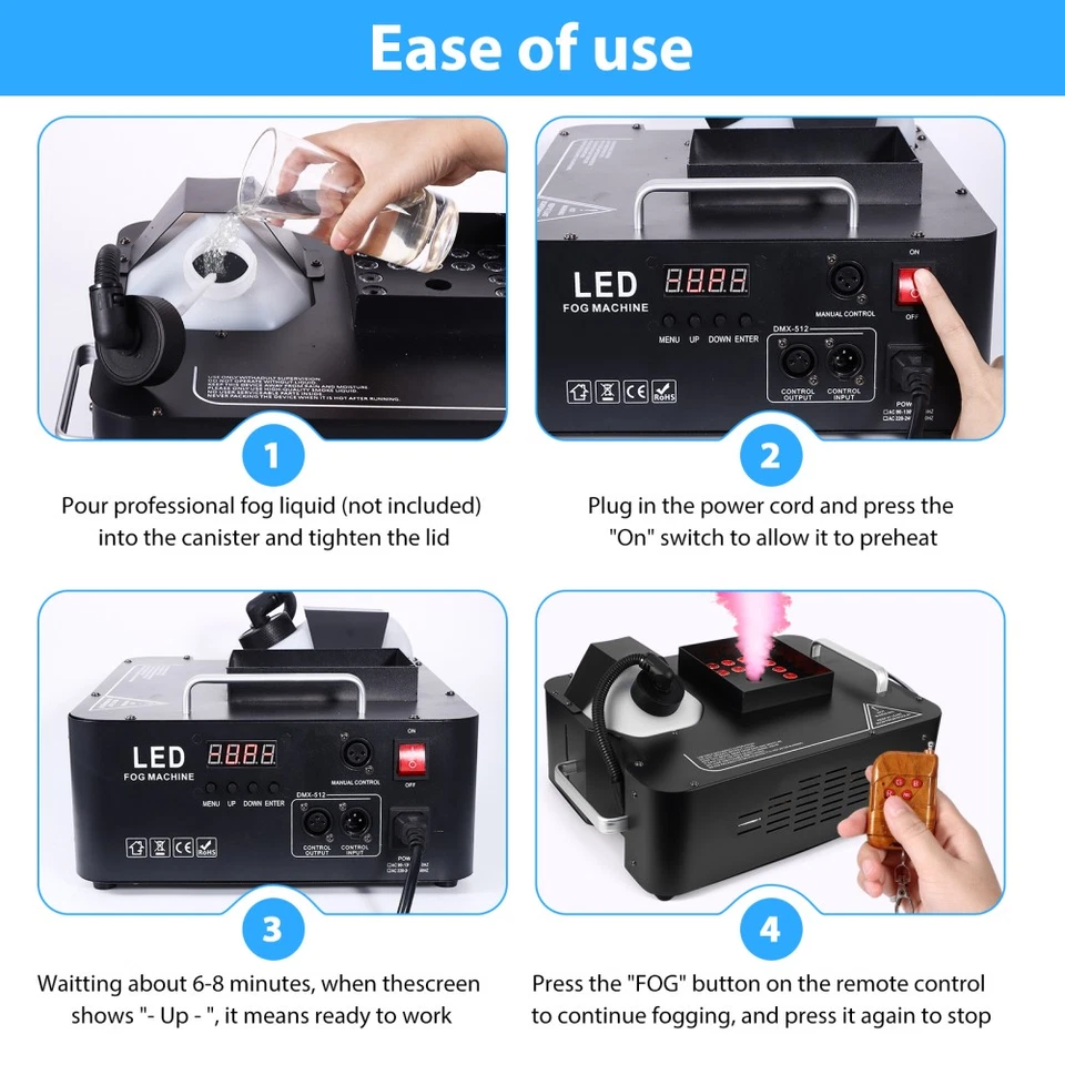 1/2pcs 1500W Fog Machine DMX Fogger Party Stage DJ Vertical Smoke Machine - Image 3 of 4