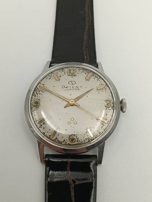 Orient Jupiter Vintage Manual Winding Watch Silver Dial Black Leather Strap