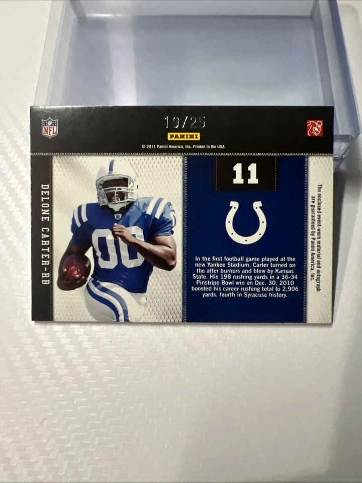 Delone Carter Rookie Collection Threads Numbered 19/25 Auto - Image 2 of 3