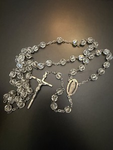 Crystal Rosary with Sterling Silver Cross Vintage Pendant